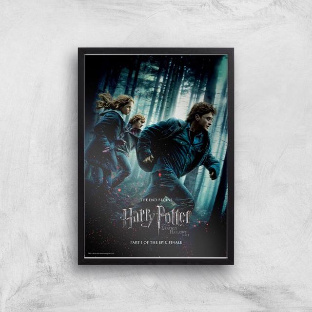 Harry Potter and the Deathly Hallows Part 1 A3 Movie Poster Art Print - Black Frame on Productcaster.