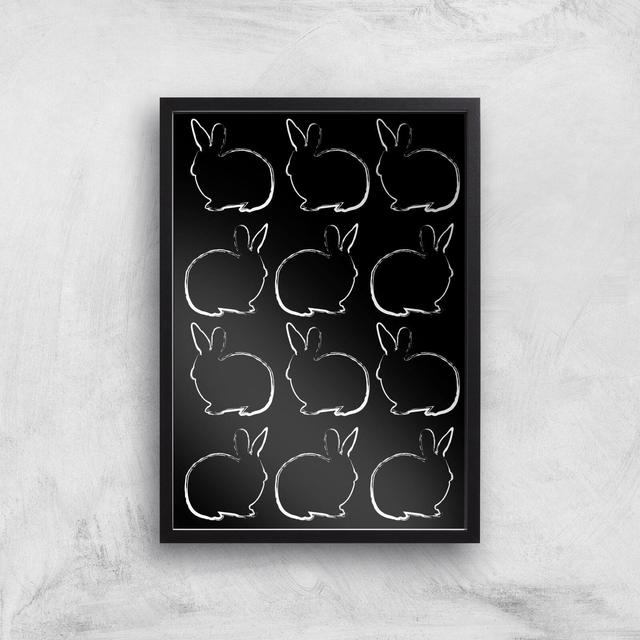 Multi Rabbits Giclée Art Print - A3 - Black Frame on Productcaster.