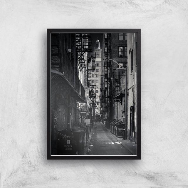 Dark Alleyway Giclee Art Print - A3 - Black Frame on Productcaster.