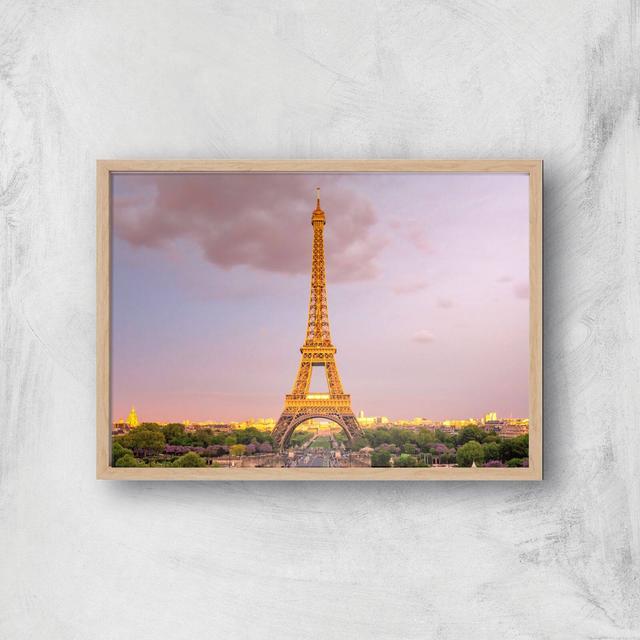 Eiffel Tower At Dusk Giclee Art Print - A2 - Wooden Frame on Productcaster.