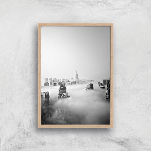 City In The Clouds Giclee Art Print - A3 - Wooden Frame on Productcaster.