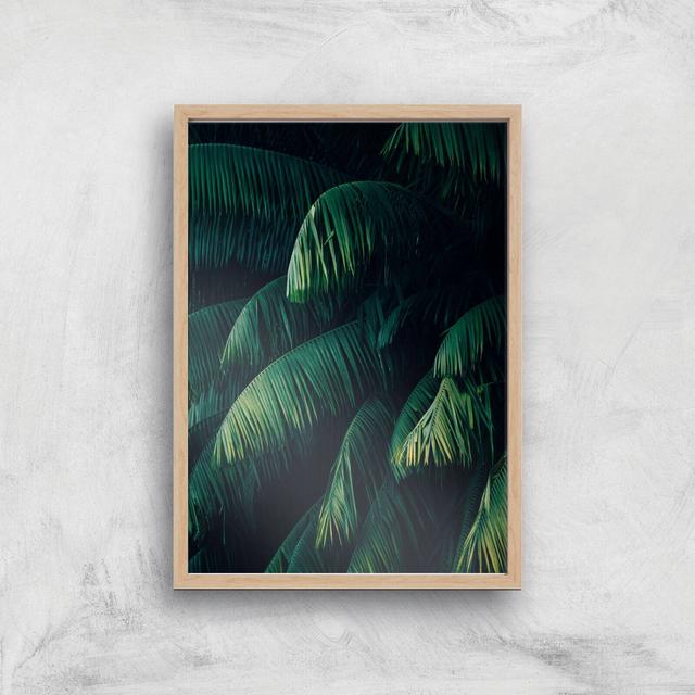 Dark Leaves Giclee Art Print - A3 - Wooden Frame on Productcaster.