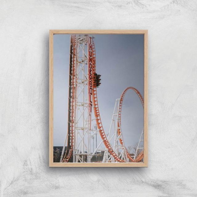 Roller Coaster Drop Giclee Art Print - A3 - Wooden Frame on Productcaster.