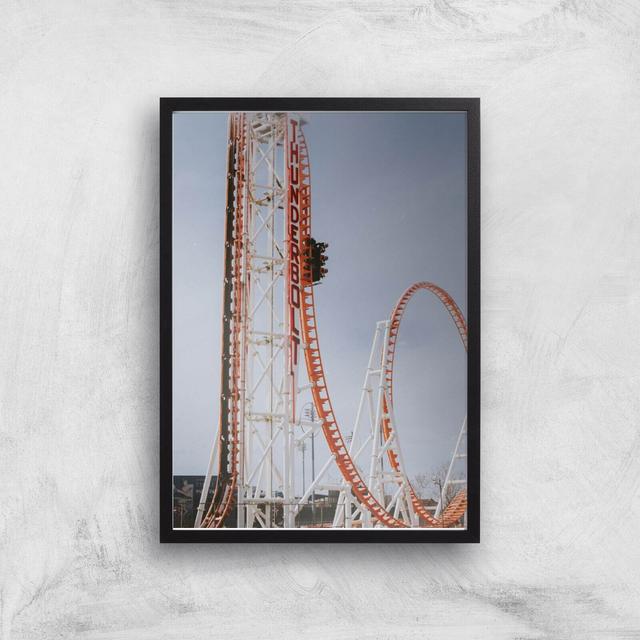 Roller Coaster Drop Giclee Art Print - A3 - Black Frame on Productcaster.