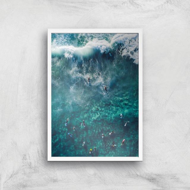 Surfing Time Giclee Art Print - A2 - White Frame on Productcaster.