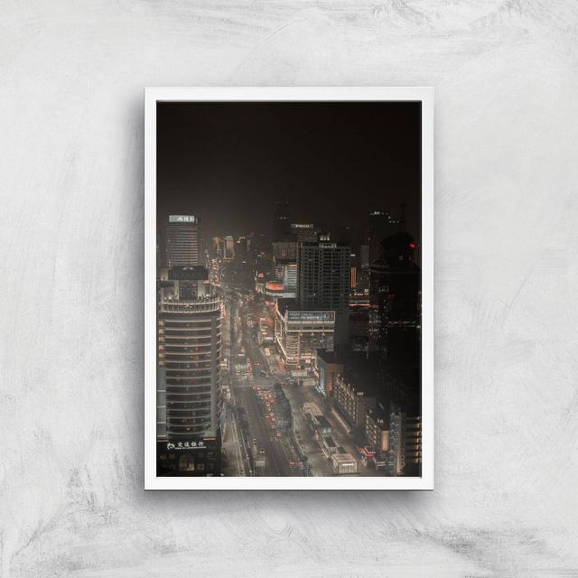 City At Night Giclee Art Print - A3 - White Frame on Productcaster.