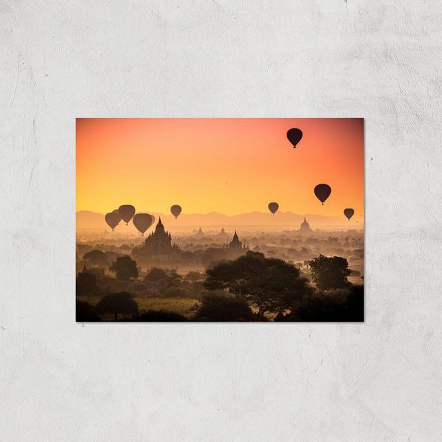 Hot Air Balloon Sunset Giclee Art Print - A4 - Print Only on Productcaster.