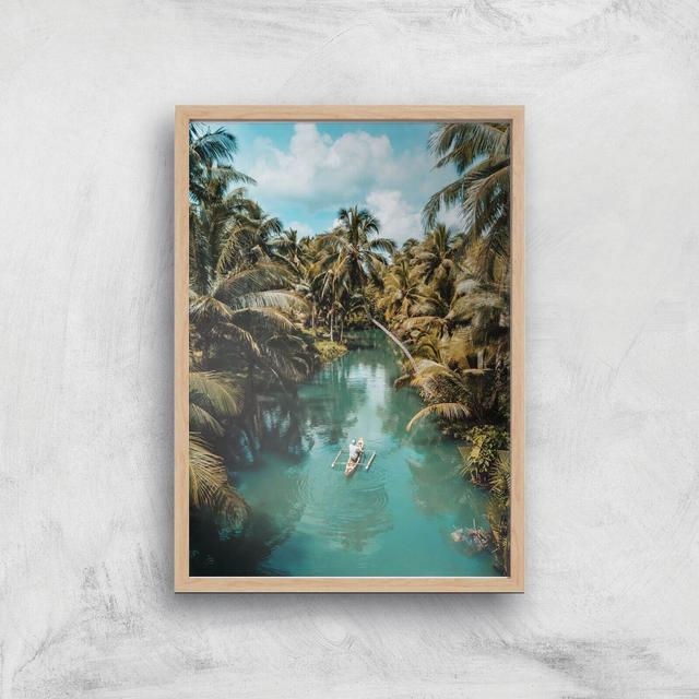 Tropical Canoe Ride Giclee Art Print - A4 - Wooden Frame on Productcaster.