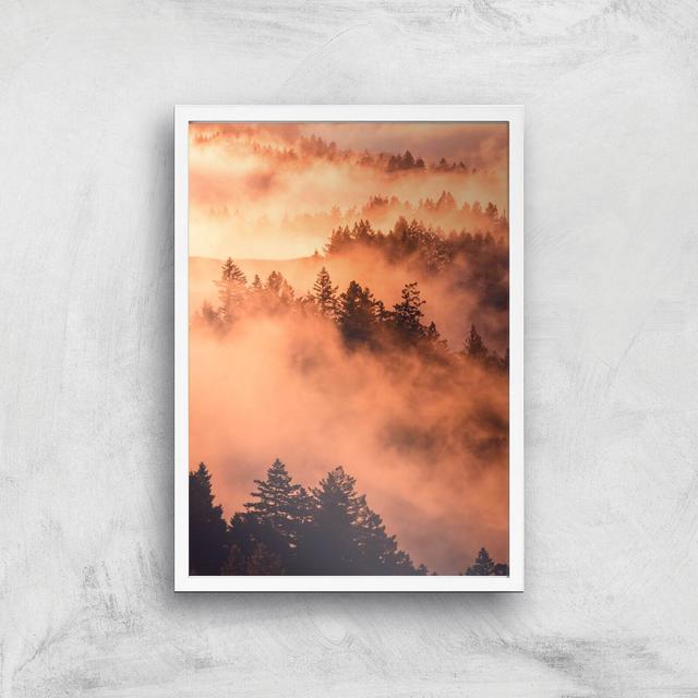 Sunset Forest Giclee Art Print - A2 - White Frame on Productcaster.