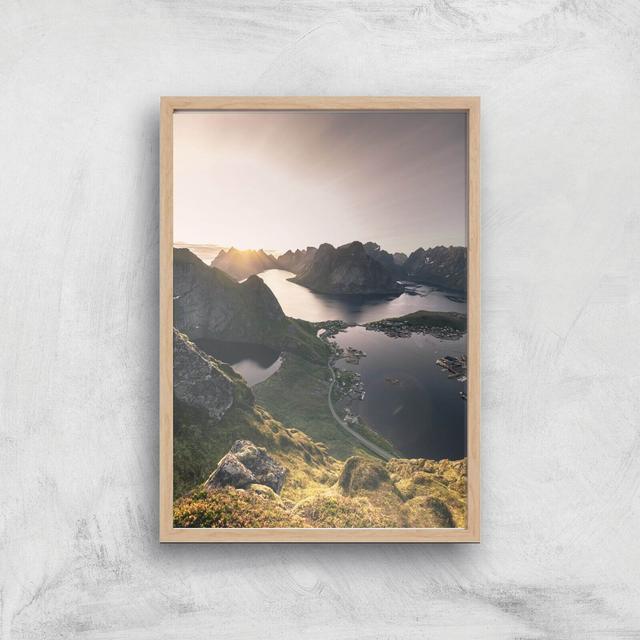 Lakes Amongst Mountains Giclee Art Print - A4 - Wooden Frame on Productcaster.