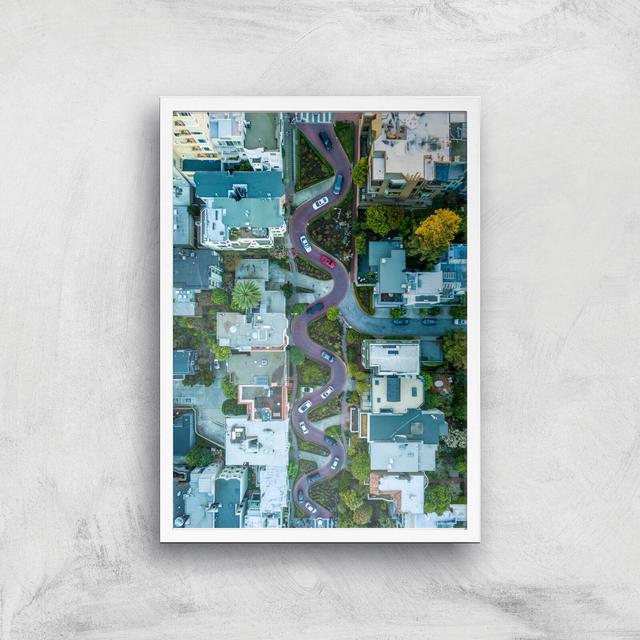 Lombard Street Giclee Art Print - A2 - White Frame on Productcaster.