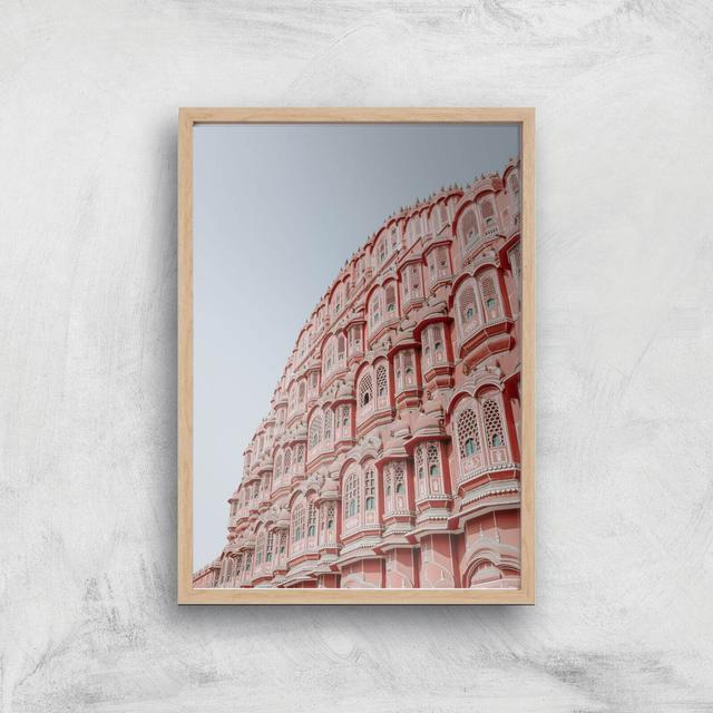 Pink Building Giclee Art Print - A4 - Wooden Frame on Productcaster.