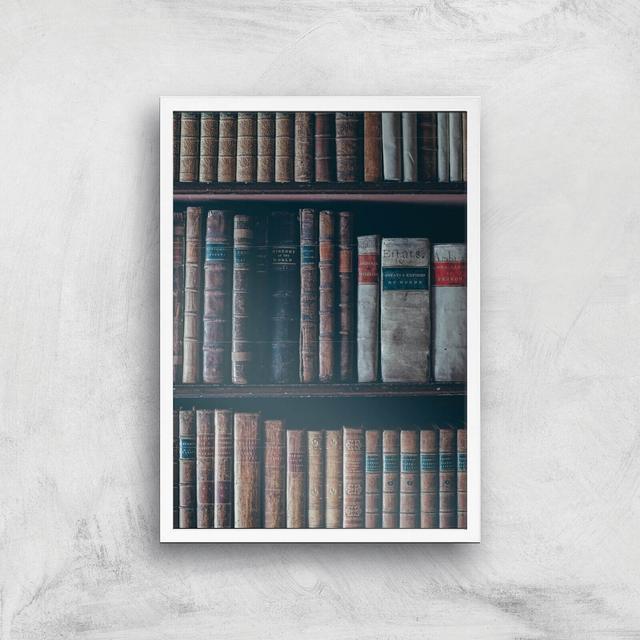 Old Books Giclee Art Print - A2 - White Frame on Productcaster.