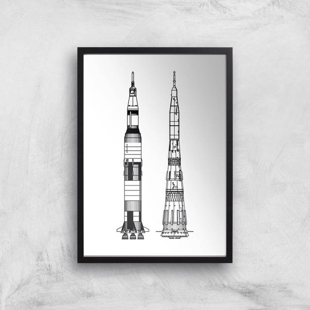 Rockets Side Profile Giclee Art Print - A3 - Black Frame on Productcaster.