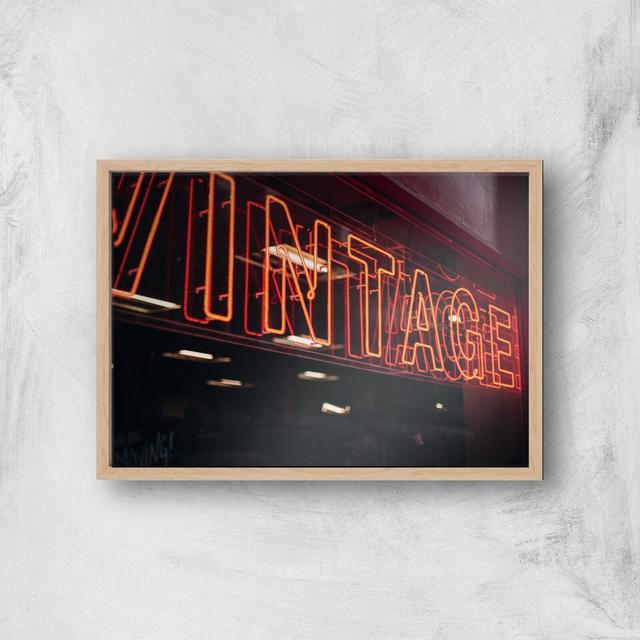 Vintage Neon SIgn Giclee Art Print - A3 - Wooden Frame on Productcaster.