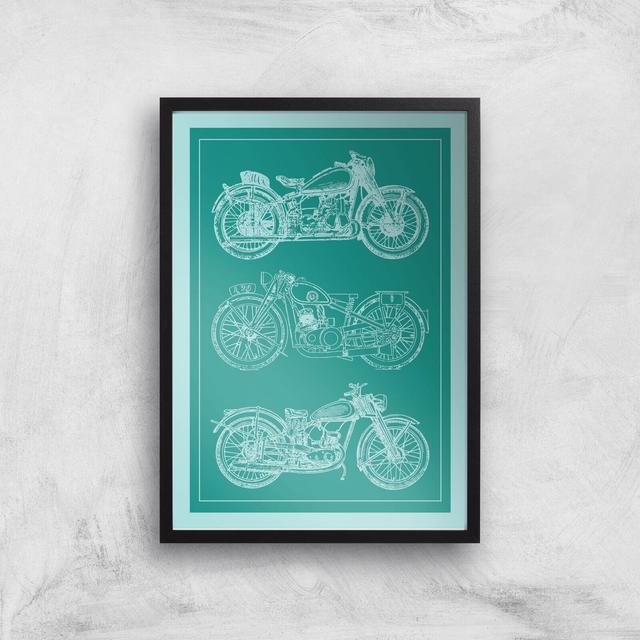 Motorbike Diagram Giclee Art Print - A3 - Black Frame on Productcaster.