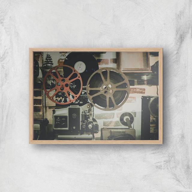 Film Reel Giclee Art Print - A3 - Wooden Frame on Productcaster.