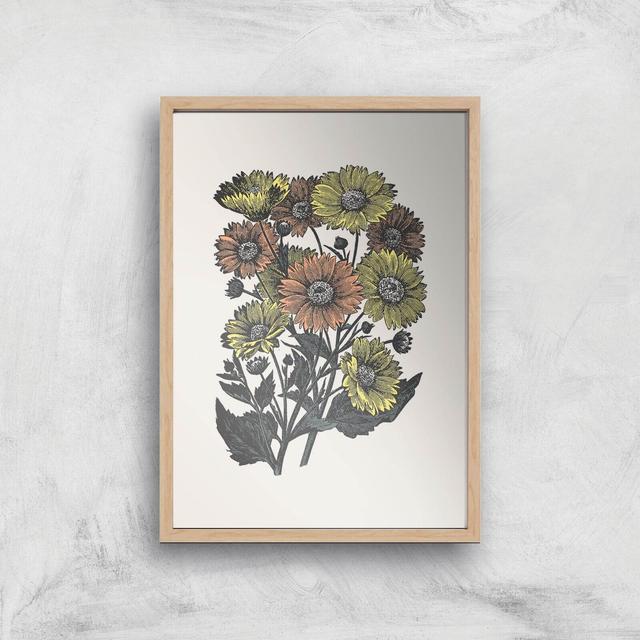 Yellow And Orange Flowers Giclee Art Print - A3 - Wooden Frame on Productcaster.