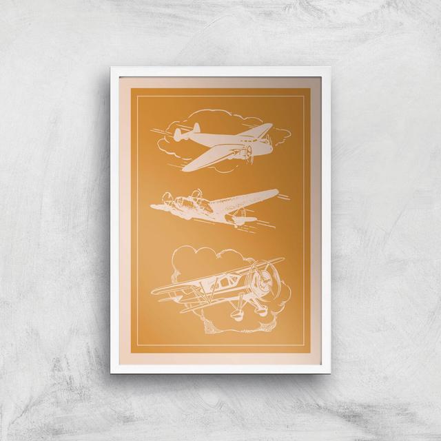 Aeroplane Diagram Giclee Art Print - A3 - White Frame on Productcaster.