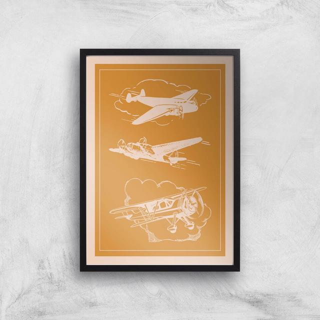 Aeroplane Diagram Giclee Art Print - A3 - Black Frame on Productcaster.