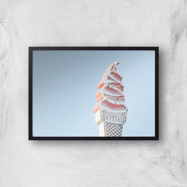 Retro Ice Cream Sign Giclee Art Print - A3 - Black Frame on Productcaster.