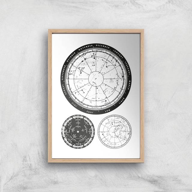 Calendar And Weather Dials Giclee Art Print - A4 - Wooden Frame on Productcaster.