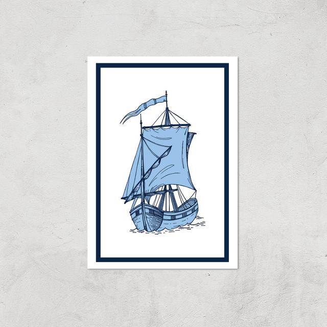 Blue Ship Giclee Art Print - A2 - Print Only on Productcaster.