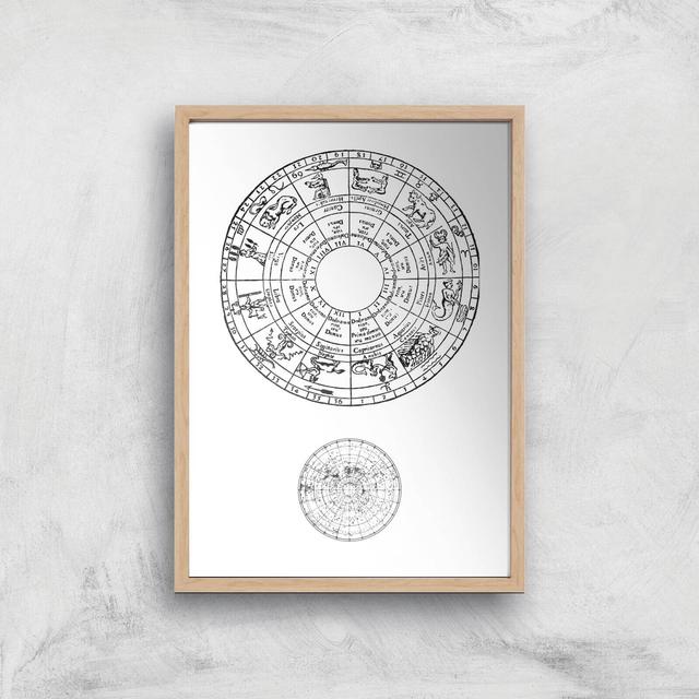 Astrological Dial Giclee Art Print - A4 - Wooden Frame on Productcaster.