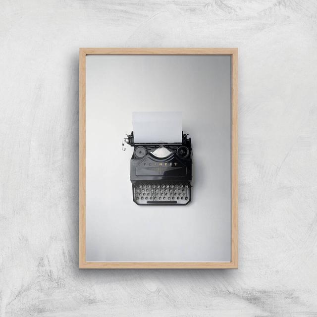 Typewriter Giclee Art Print - A3 - Wooden Frame on Productcaster.