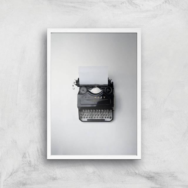 Typewriter Giclee Art Print - A2 - White Frame on Productcaster.