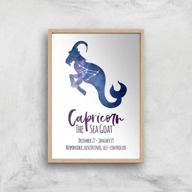 Capricorn The Sea Goat Giclée Art Print - A3 - Wooden Frame on Productcaster.