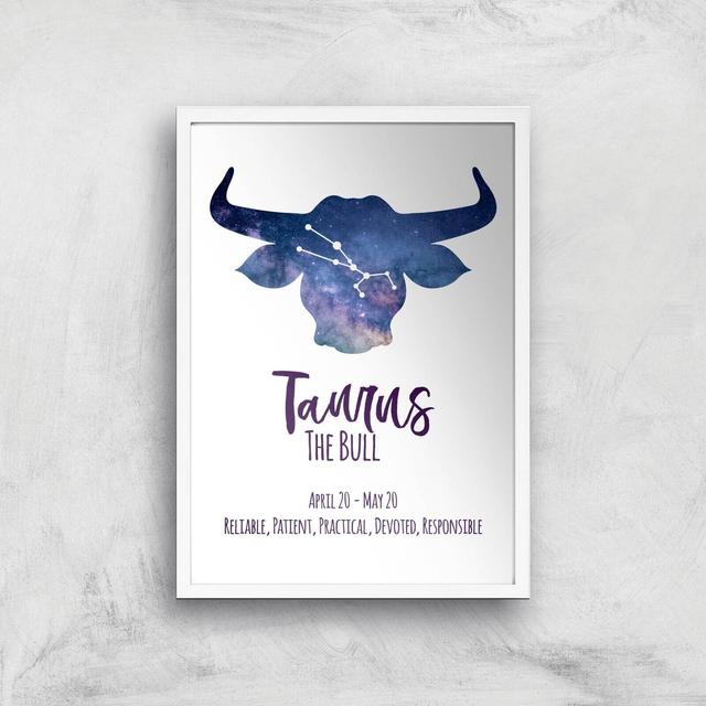 Taurus The Bull Giclée Art Print - A3 - White Frame on Productcaster.