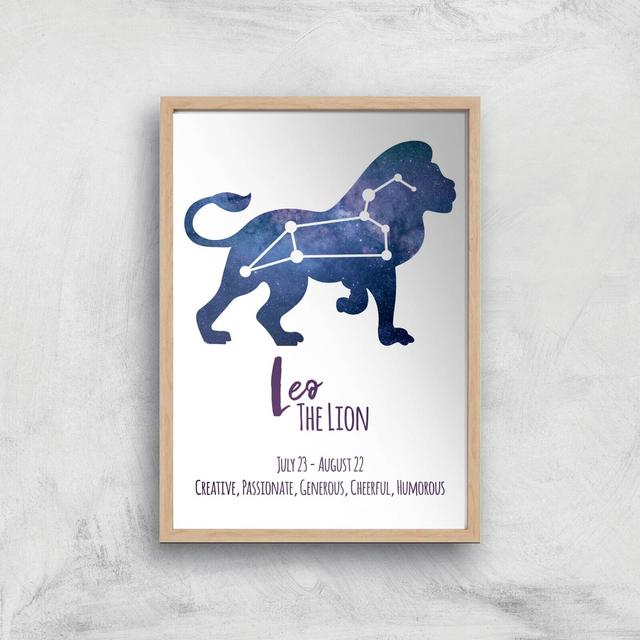 Leo The Lion Giclée Art Print - A4 - Wooden Frame on Productcaster.