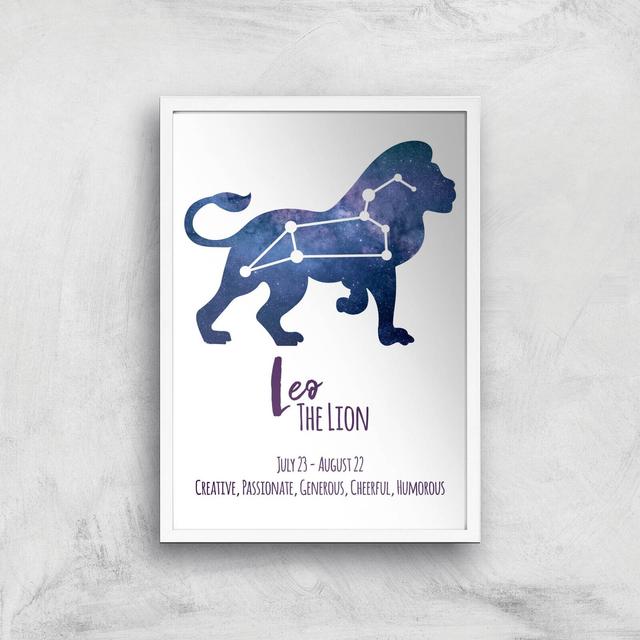 Leo The Lion Giclée Art Print - A3 - White Frame on Productcaster.