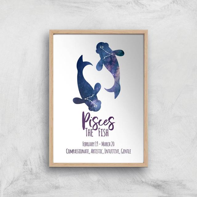 Pisces The Fish Giclée Art Print - A4 - Wooden Frame on Productcaster.