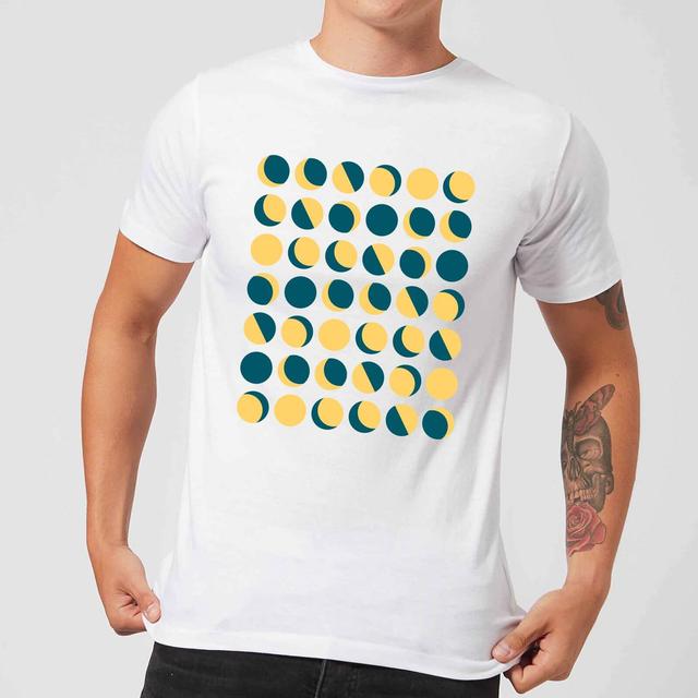 Moon Phase Pattern Men's T-Shirt - White - M on Productcaster.