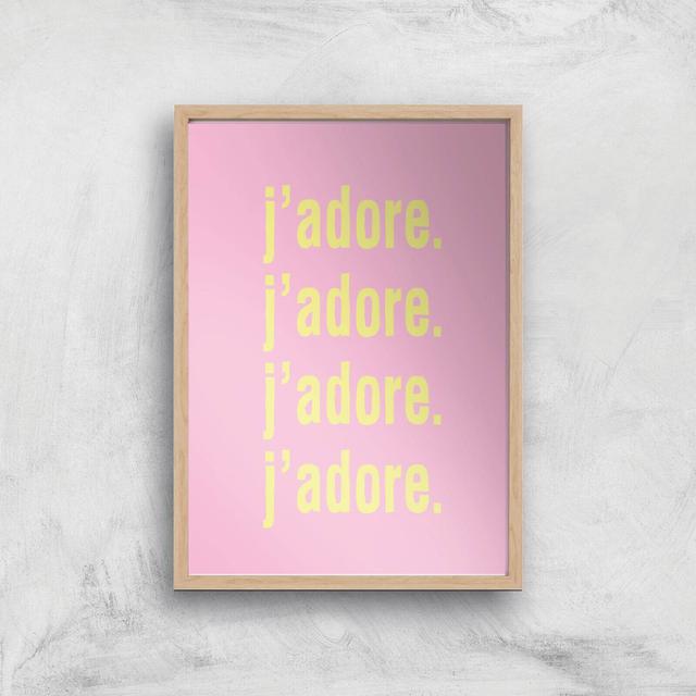 J'adore J'adore J'adore J'adore Giclee Art Print - A4 - Wooden Frame on Productcaster.