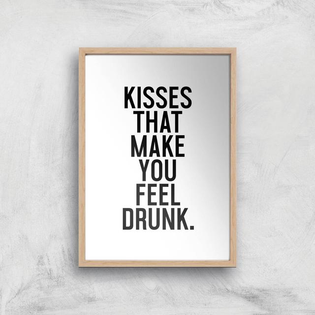 Kisses That Make You Feel Drunk Giclee Art Print - A3 - Wooden Frame on Productcaster.