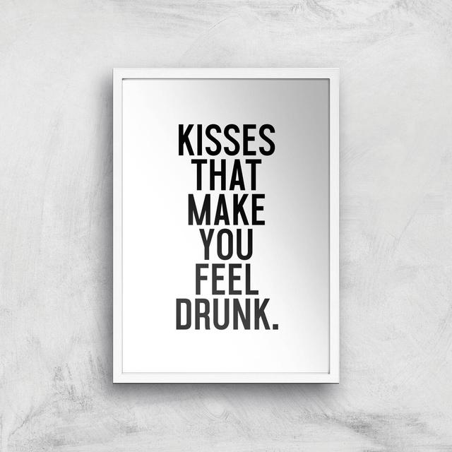 Kisses That Make You Feel Drunk Giclee Art Print - A3 - White Frame on Productcaster.