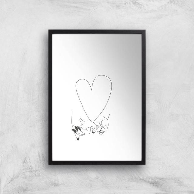 Pinky Promise Mother Baby Giclee Art Print - A3 - Black Frame on Productcaster.