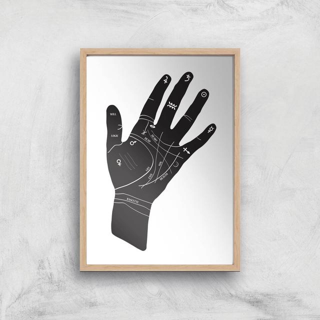 Palmistry Hand Symbols Giclee Art Print - A4 - Wooden Frame on Productcaster.