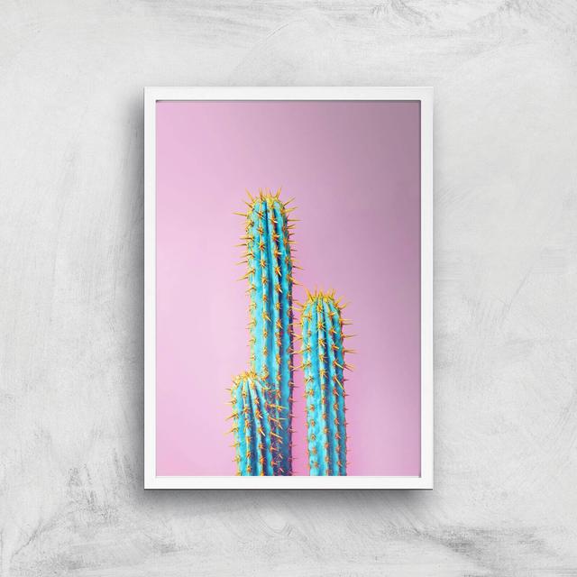 Flouro Cactus Giclee Art Print - A3 - White Frame on Productcaster.