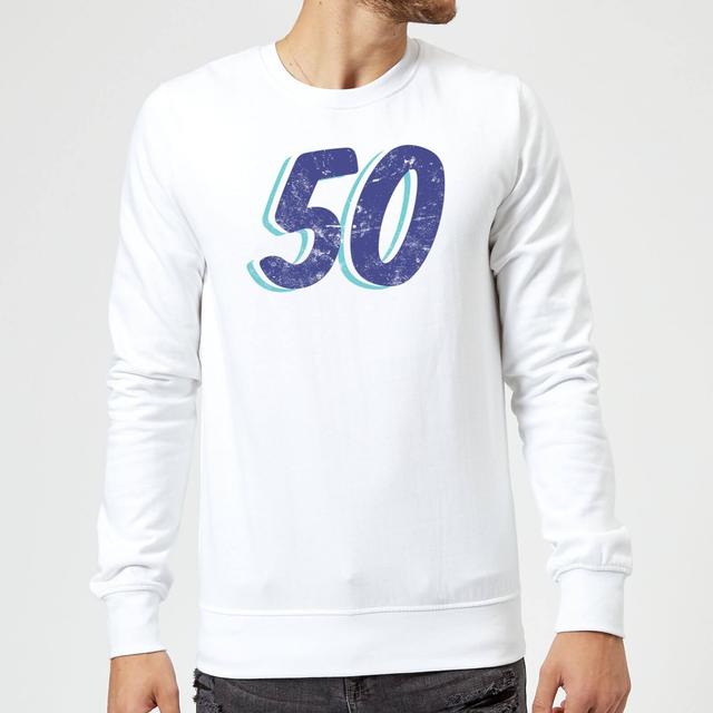 50 Distressed Sweatshirt - White - M - Weiß on Productcaster.