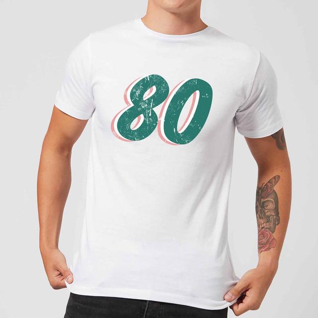 80 Distressed Men's T-Shirt - White - XXL - Weiß on Productcaster.