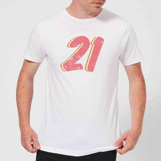 21 Distressed Men's T-Shirt - White - M - Weiß on Productcaster.