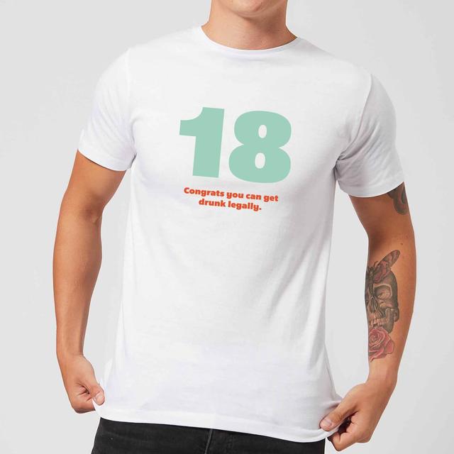 18 Congrats You Can Get Drunk Legally. Men's T-Shirt - White - S - White on Productcaster.