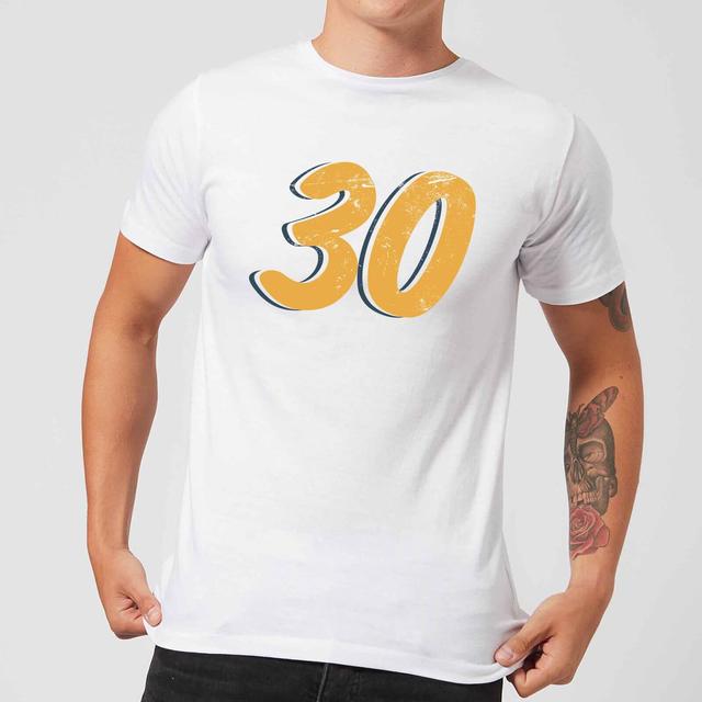 30 Distressed Men's T-Shirt - White - S - Weiß on Productcaster.