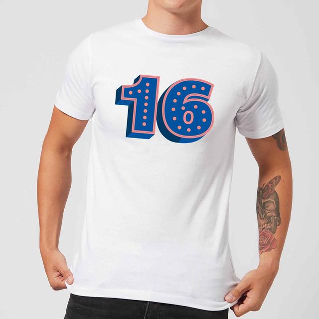 16 Dots Men's T-Shirt - White - L - Weiß on Productcaster.