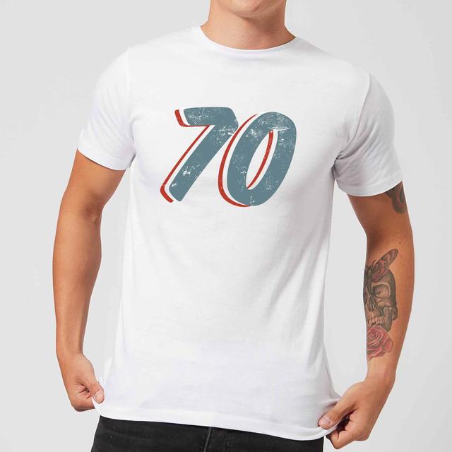 70 Distressed Men's T-Shirt - White - 5XL - Weiß on Productcaster.