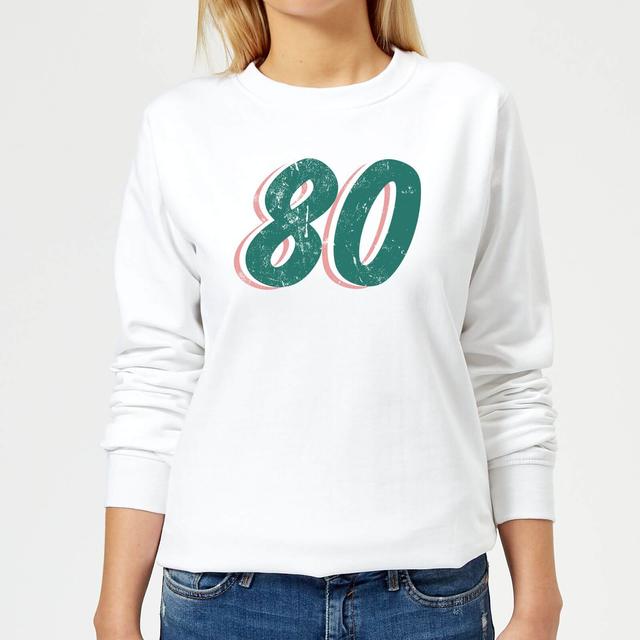 80 Distressed Women's Sweatshirt - White - S - White on Productcaster.